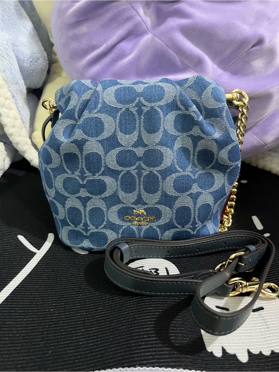 Coach Handbags - Coach Denim Signature Drawstring Crossbody - Blue
